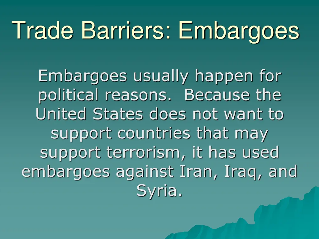 trade barriers embargoes