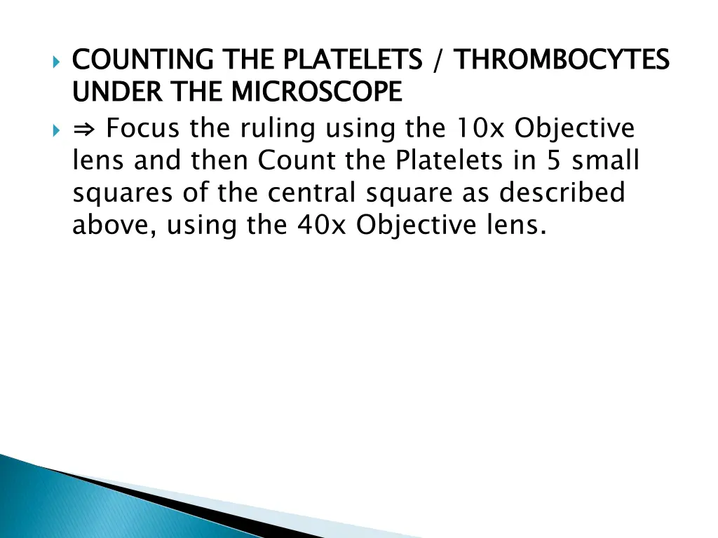 counting the platelets thrombocytes under