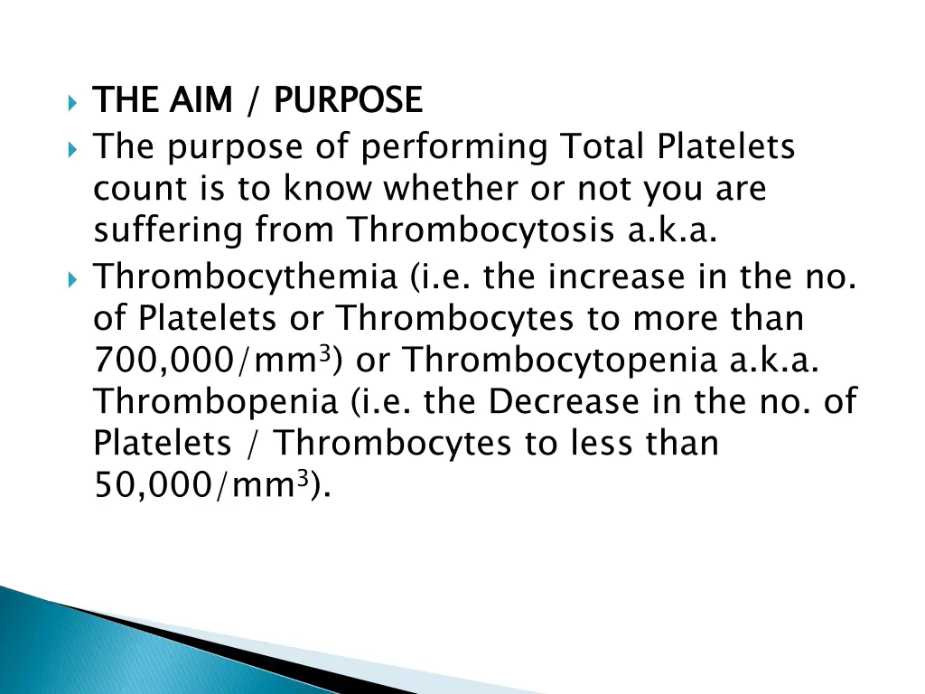 the aim purpose the purpose of performing total