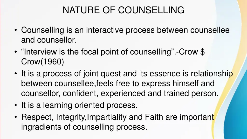 nature of counselling