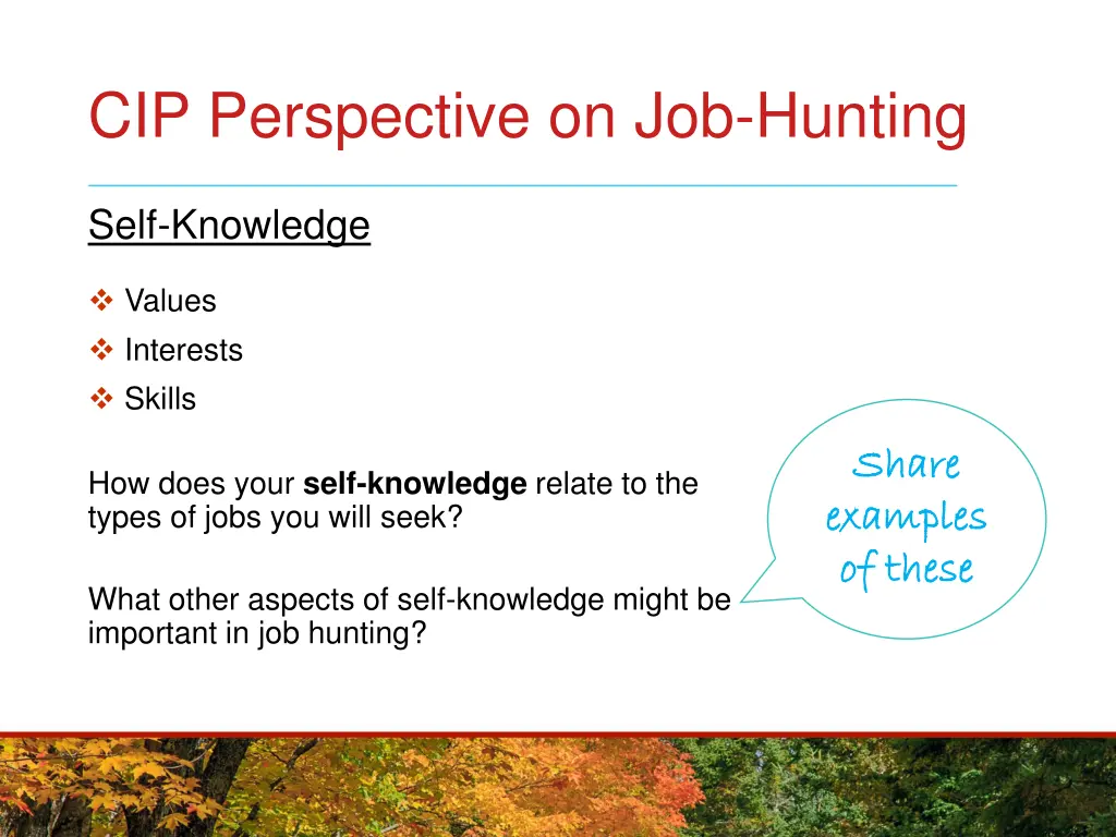 cip perspective on job hunting