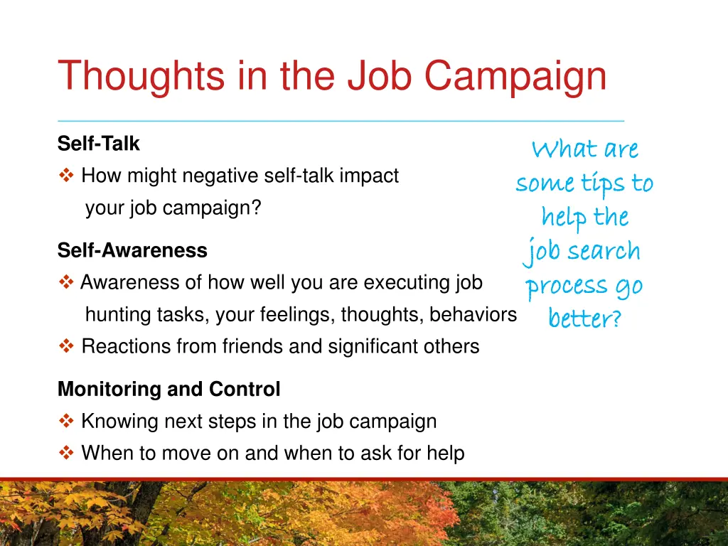 thoughts in the job campaign