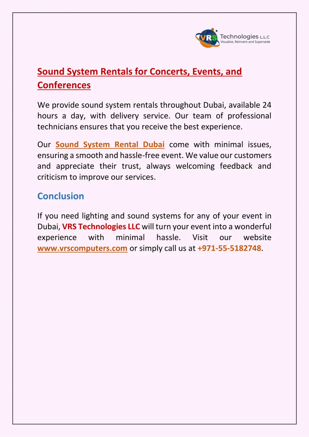 sound system rentals for concerts events