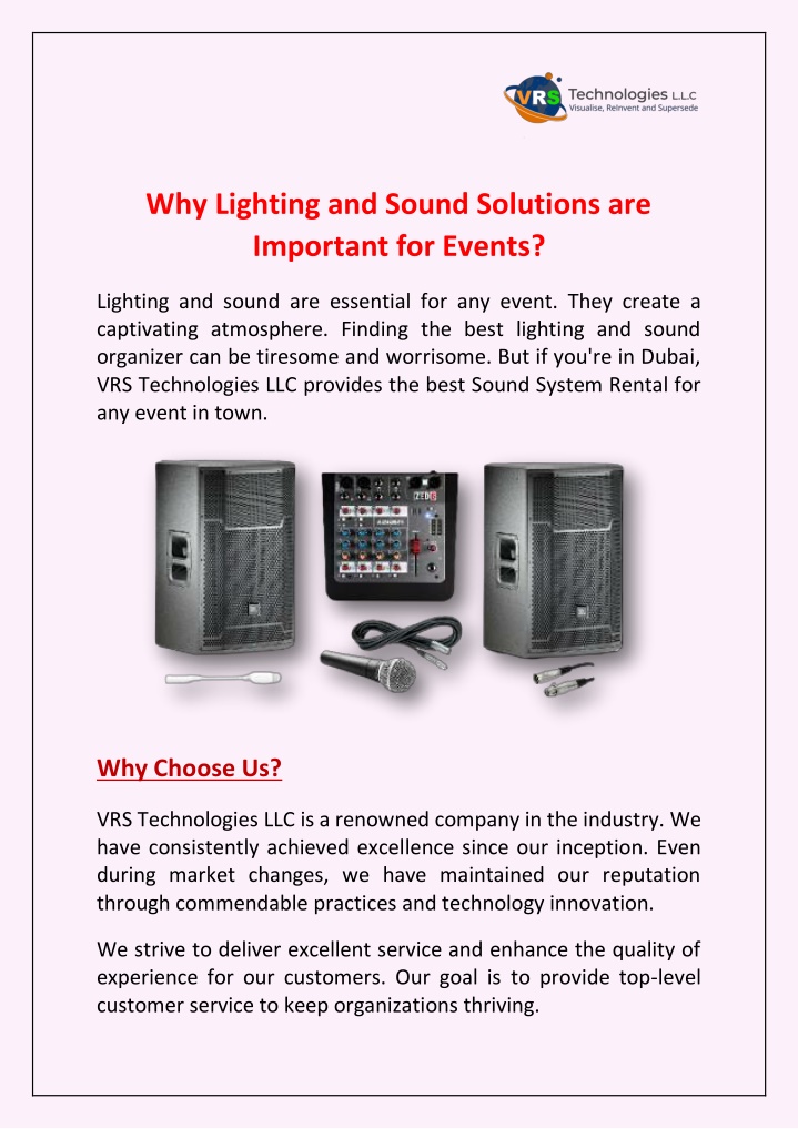 why lighting and sound solutions are important