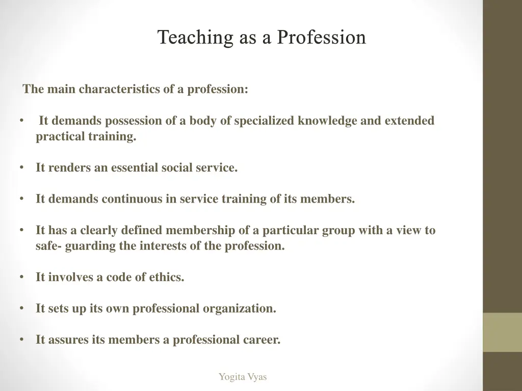 teaching as a profession