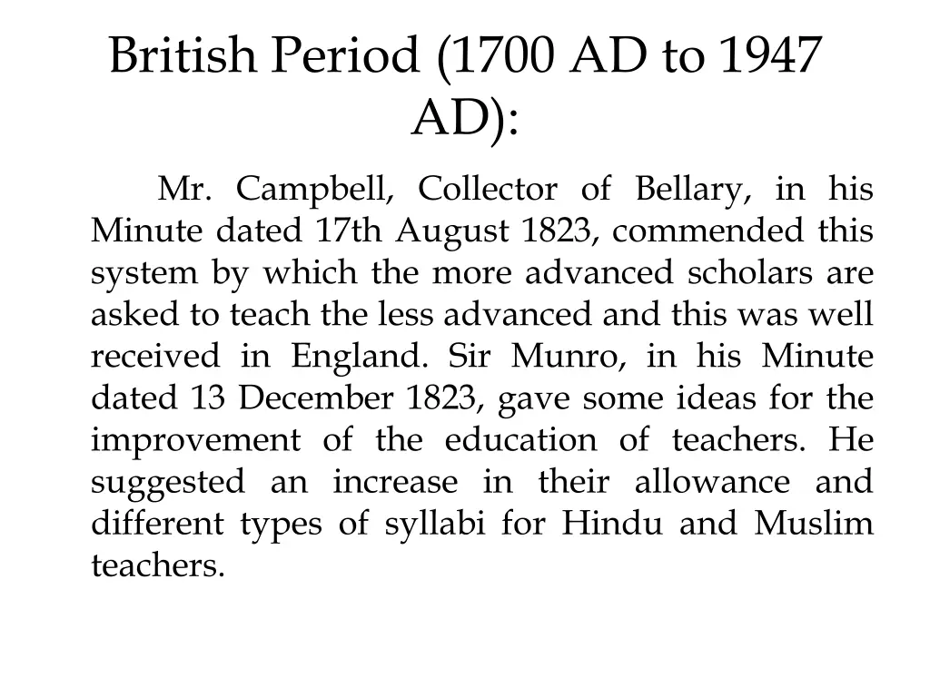 british period 1700 ad to 1947 ad