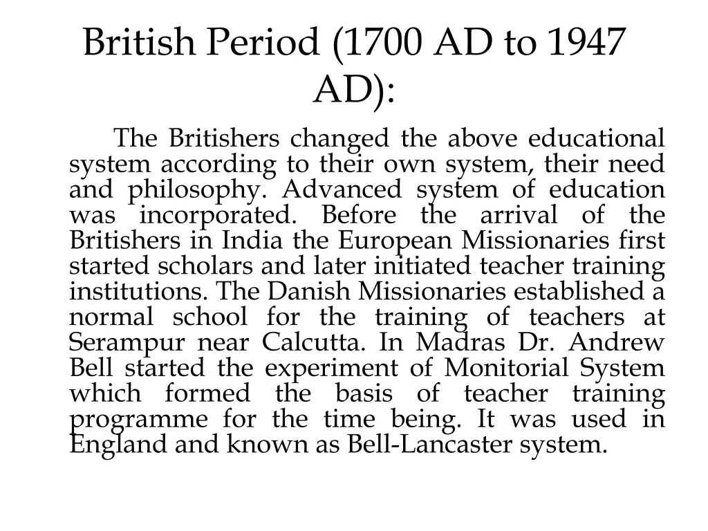 british period 1700 ad to 1947 ad the britishers