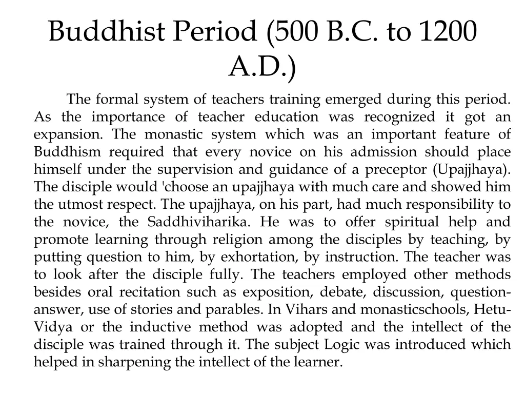 buddhist period 500 b c to 1200 a d the formal