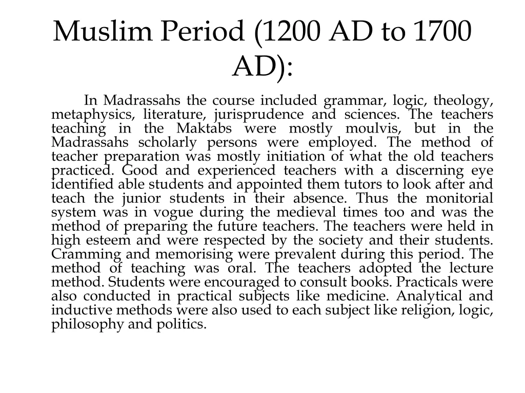 muslim period 1200 ad to 1700 ad