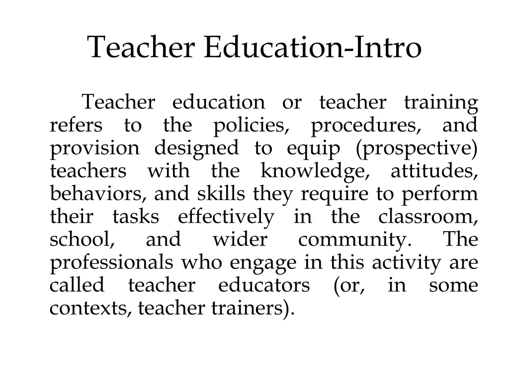 teacher education intro