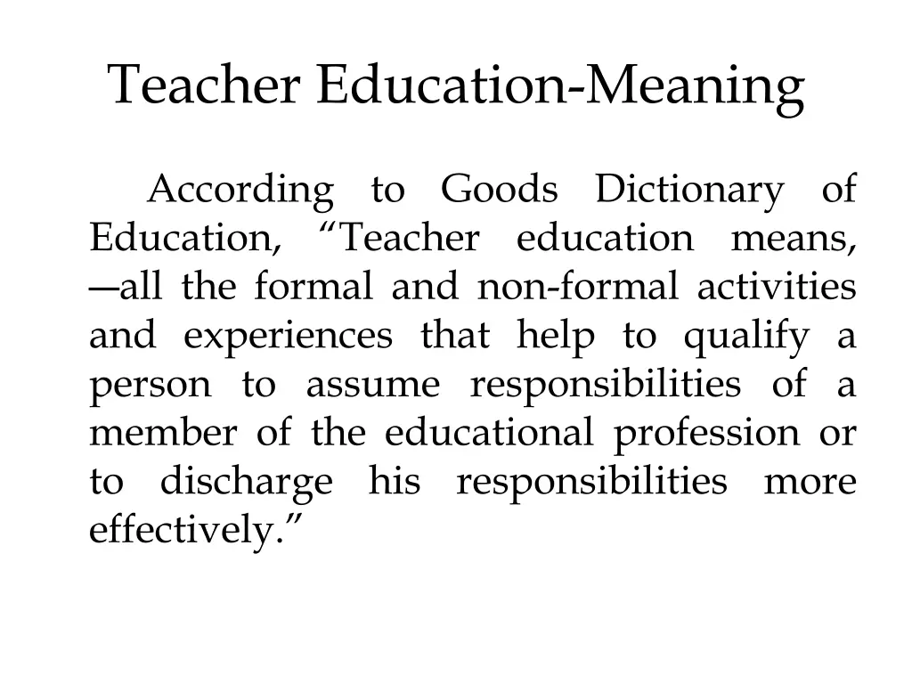 teacher education meaning