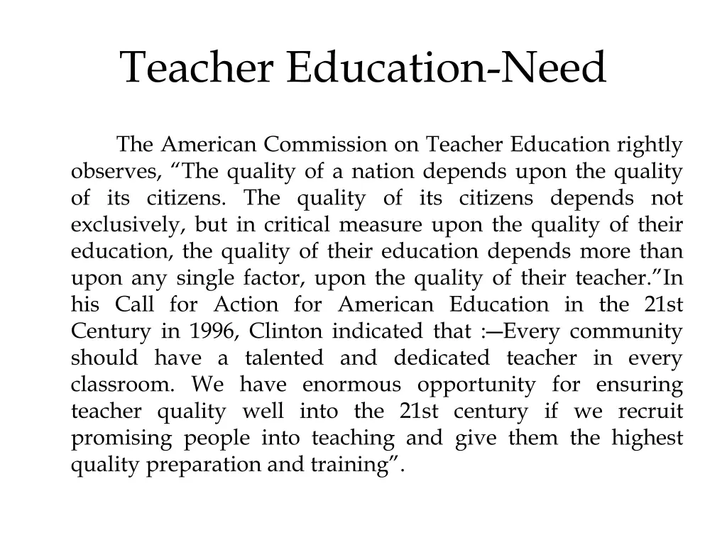 teacher education need