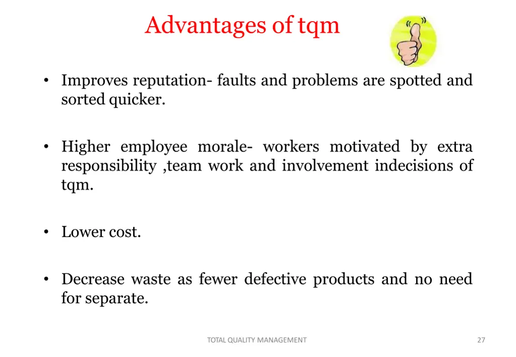 advantages of tqm