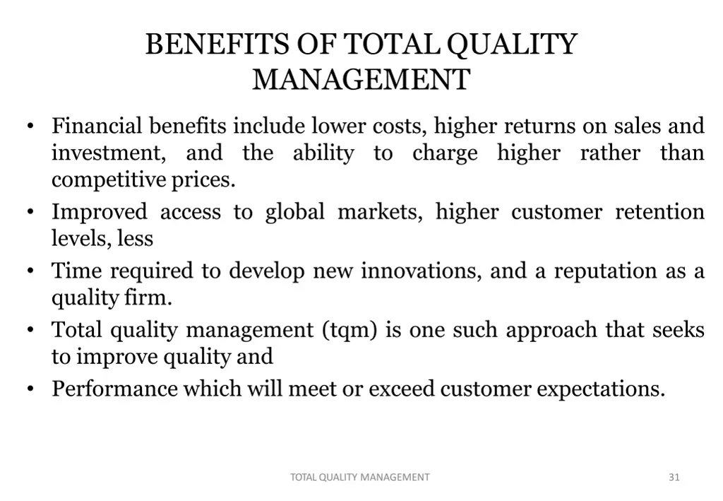 benefits of total quality management