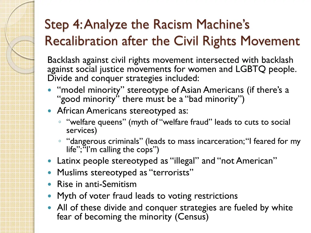 step 4 analyze the racism machine s recalibration