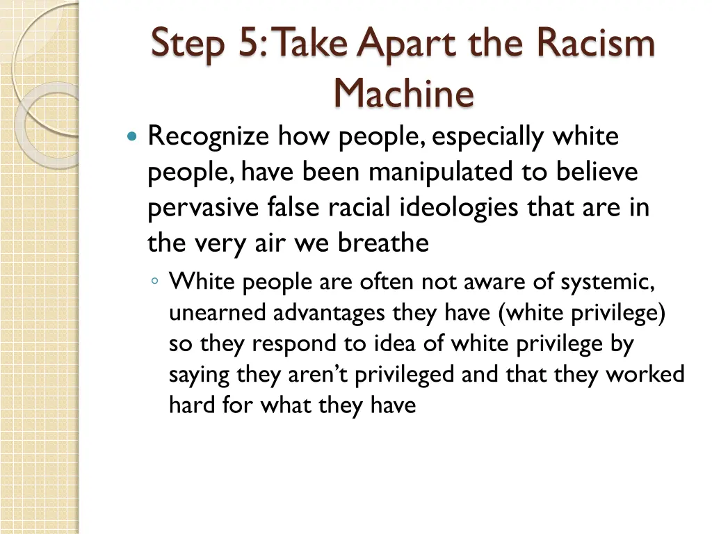 step 5 take apart the racism machine recognize