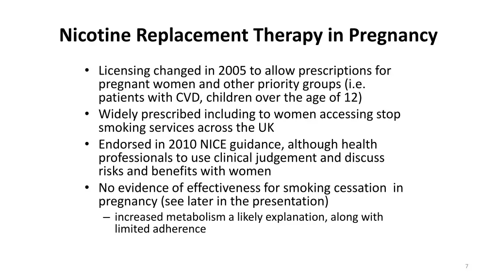 nicotine replacement therapy in pregnancy