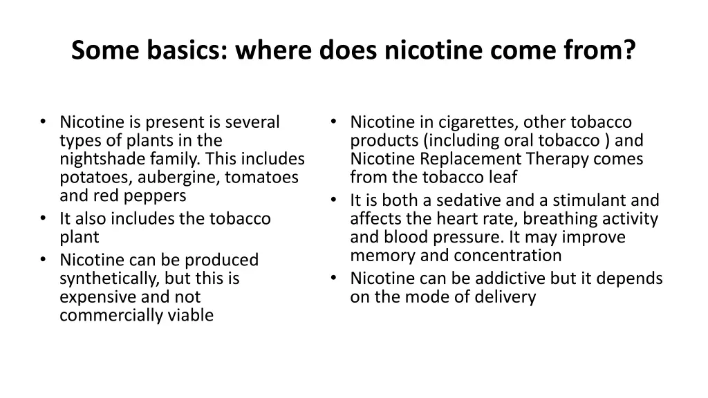 some basics where does nicotine come from