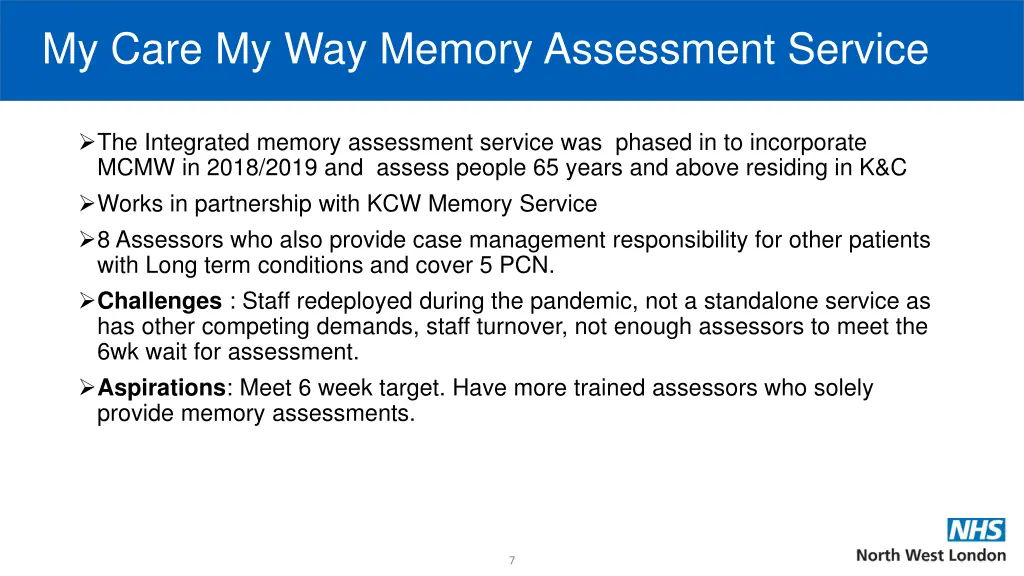 my care my way memory assessment service