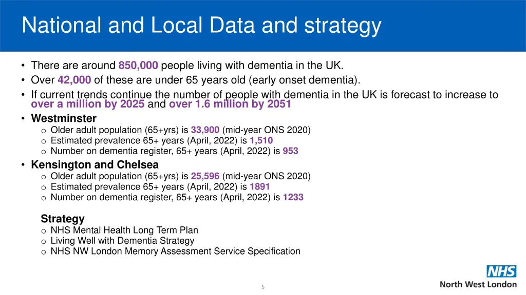 national and local data and strategy