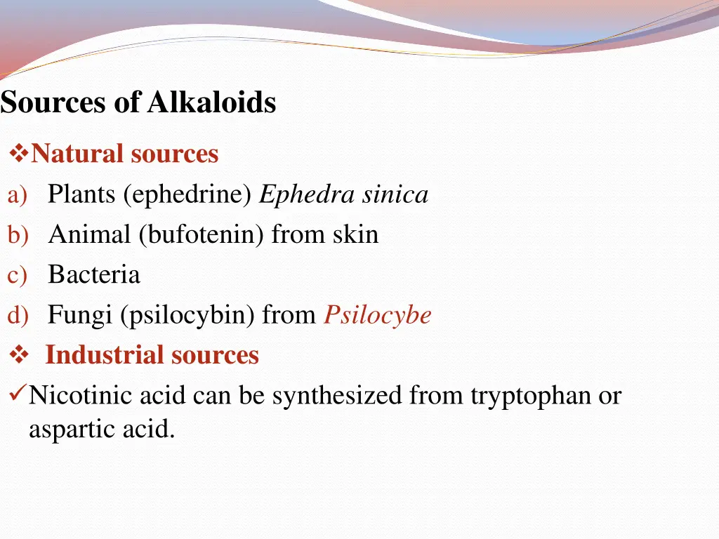 sources of alkaloids