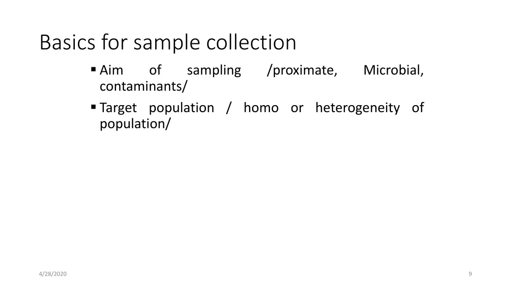 basics for sample collection aim of contaminants