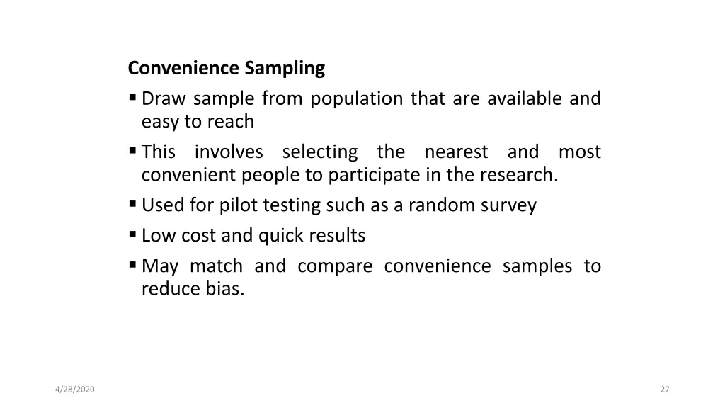 convenience sampling draw sample from population