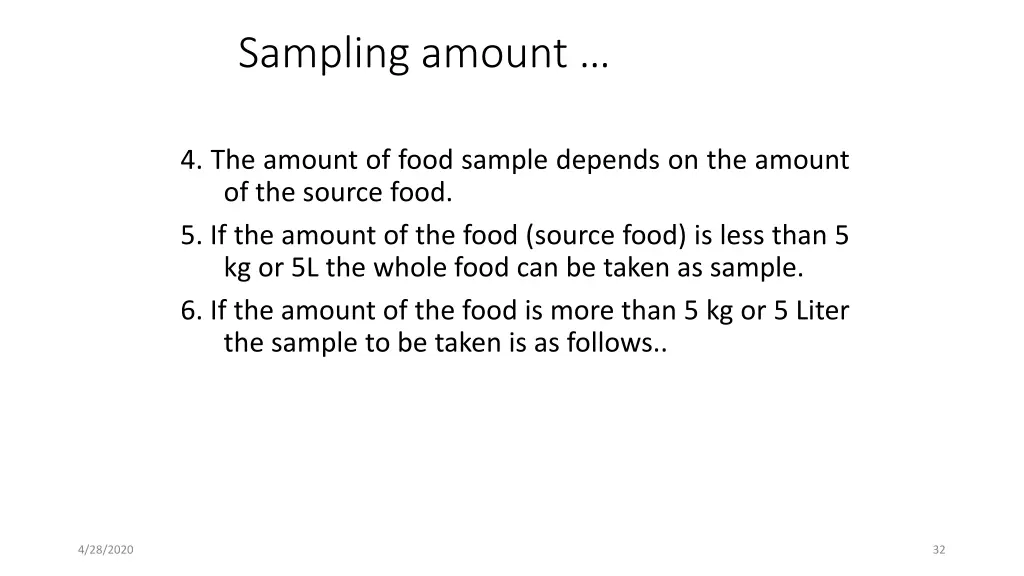 sampling amount