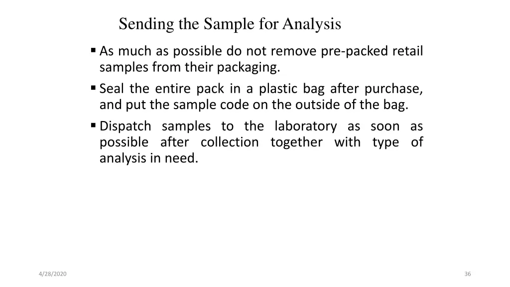 sending the sample for analysis 1