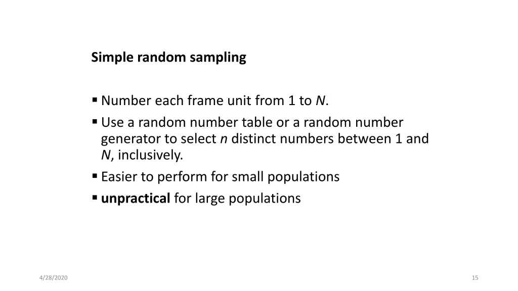 simple random sampling