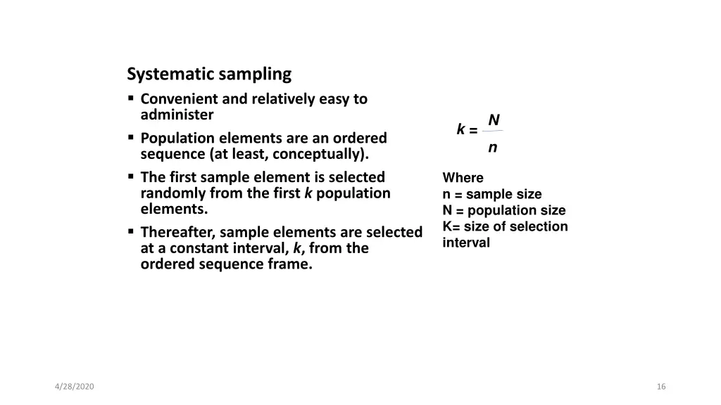 systematic sampling convenient and relatively