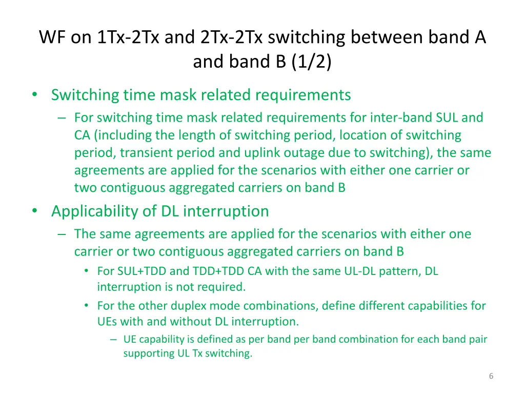 wf on 1tx 2tx and 2tx 2tx switching between band