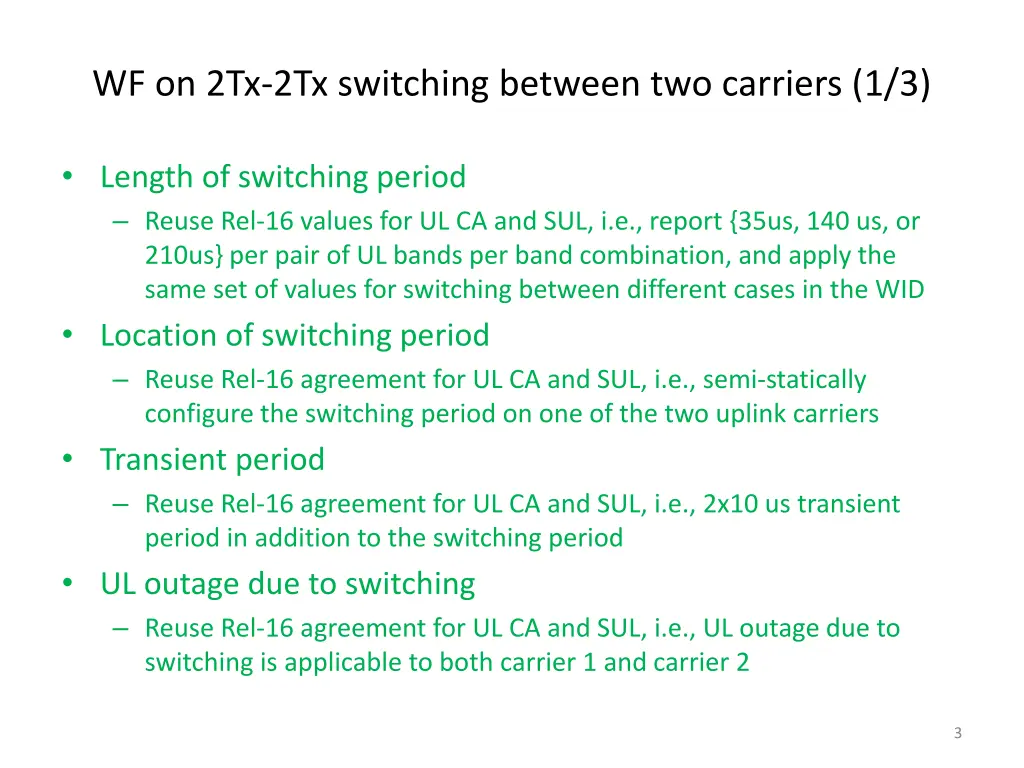 wf on 2tx 2tx switching between two carriers 1 3