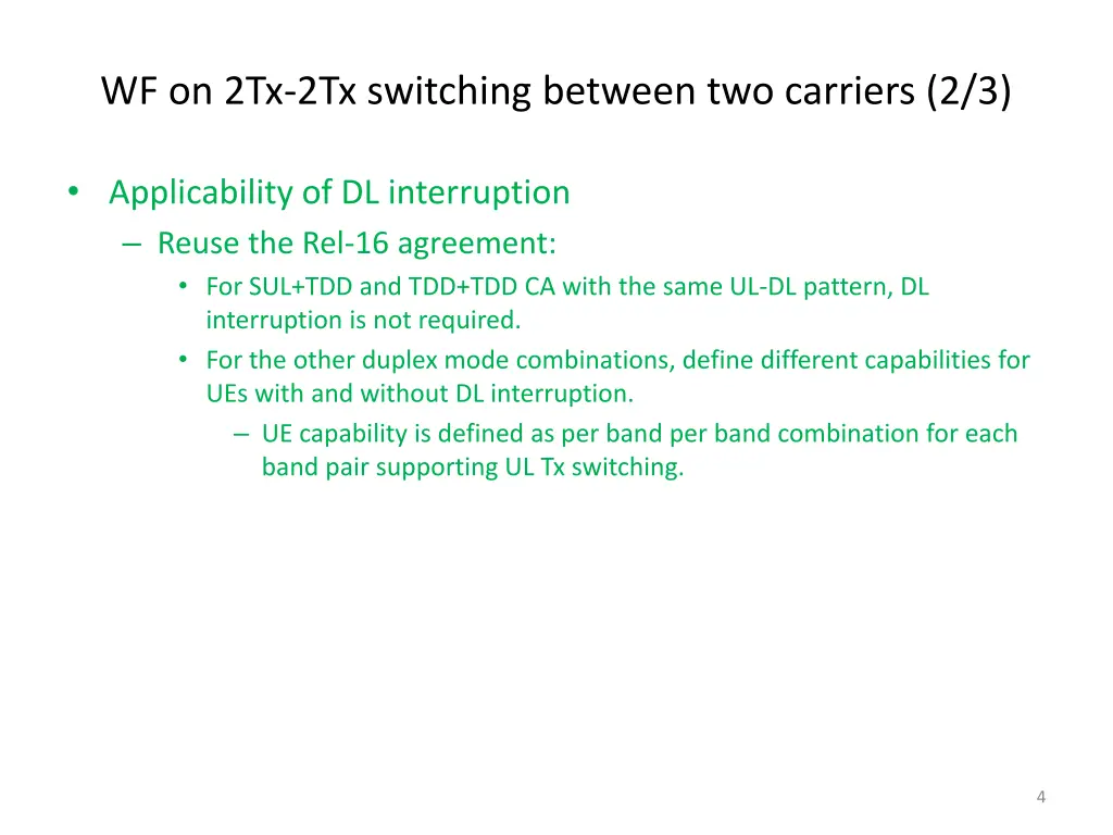 wf on 2tx 2tx switching between two carriers 2 3