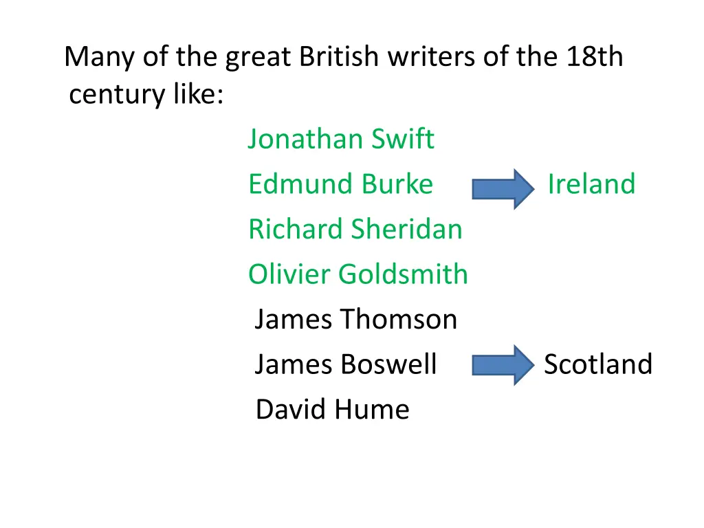 many of the great british writers of the 18th