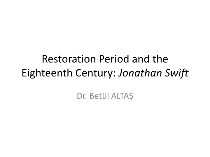 restoration period and the eighteenth century