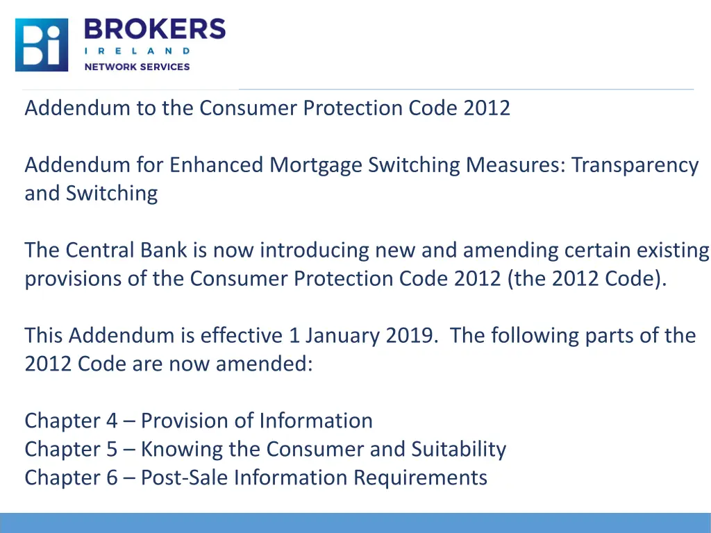 addendum to the consumer protection code 2012