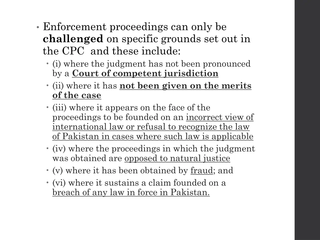 enforcement proceedings can only be challenged