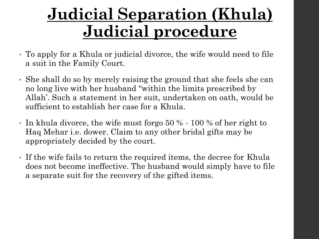 judicial separation khula judicial procedure