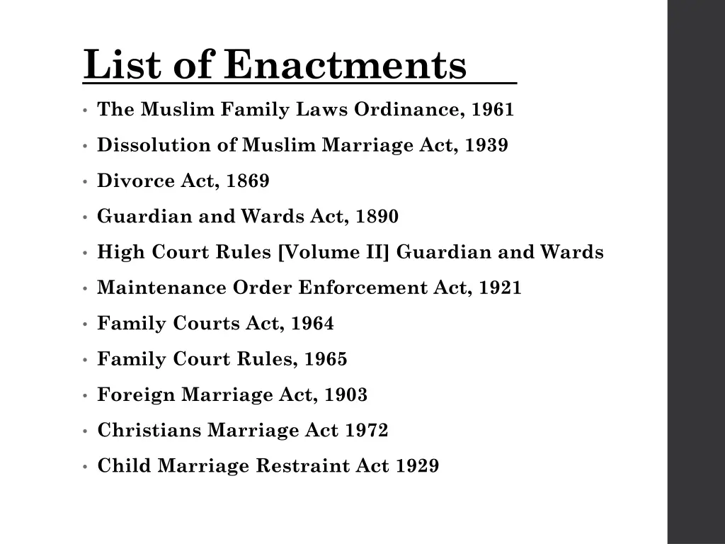 list of enactments