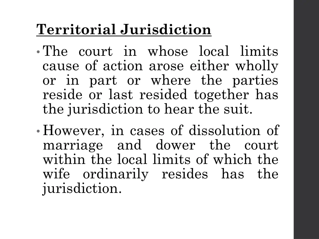 territorial jurisdiction the court in whose local