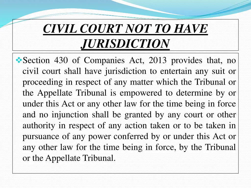 civil court not to have jurisdiction