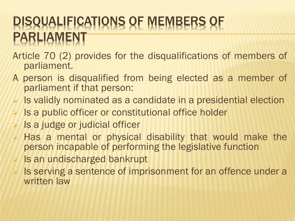 disqualifications of members of parliament