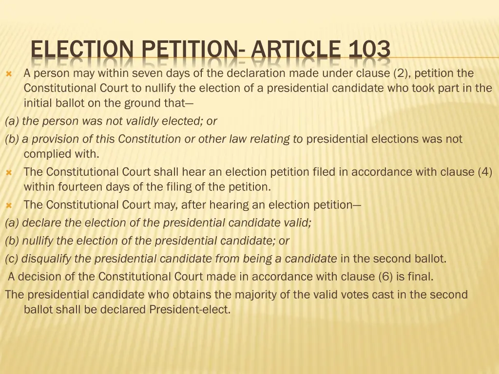 election petition article 103 a person may within