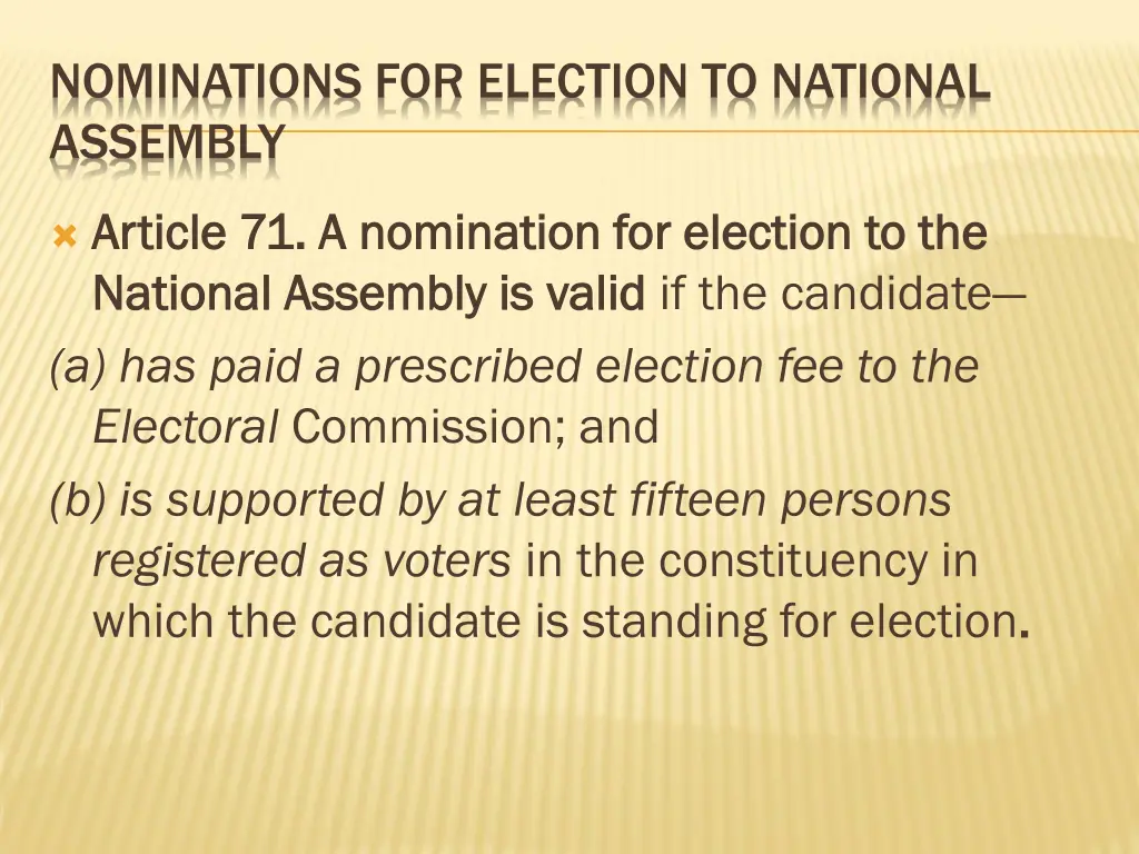 nominations for election to national assembly