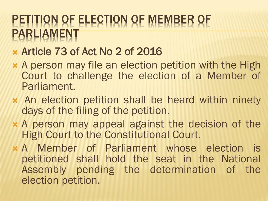 petition of election of member of parliament