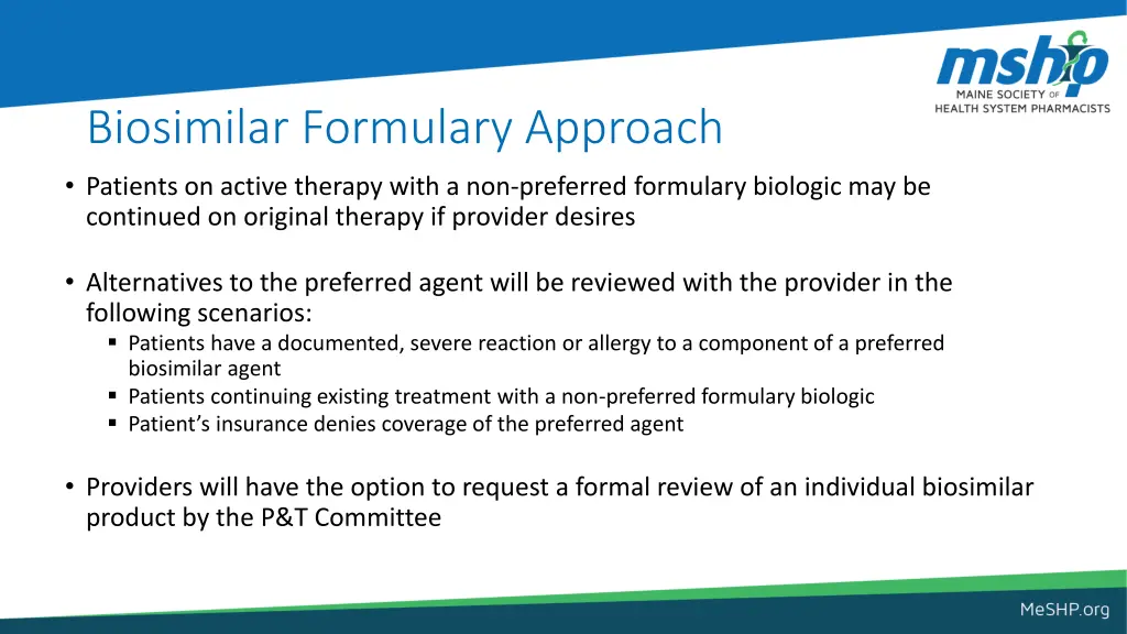 biosimilar formulary approach patients on active