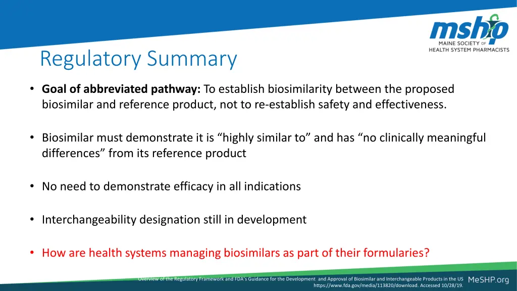 regulatory summary