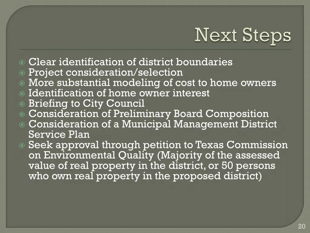 clear identification of district boundaries