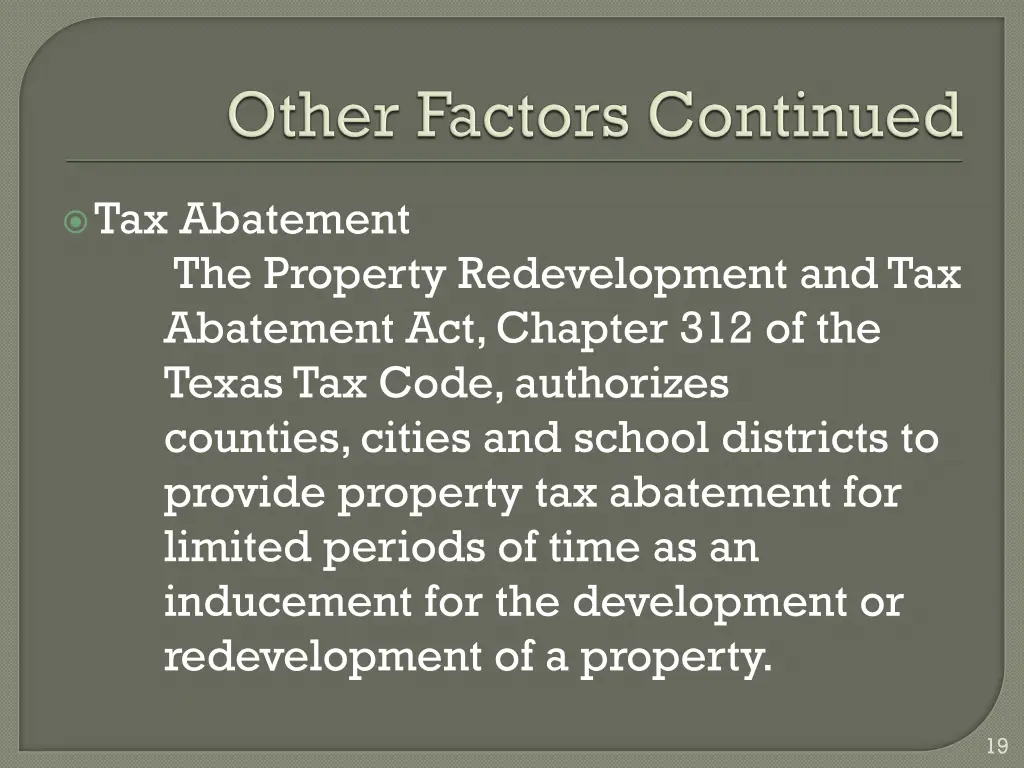 tax abatement the property redevelopment